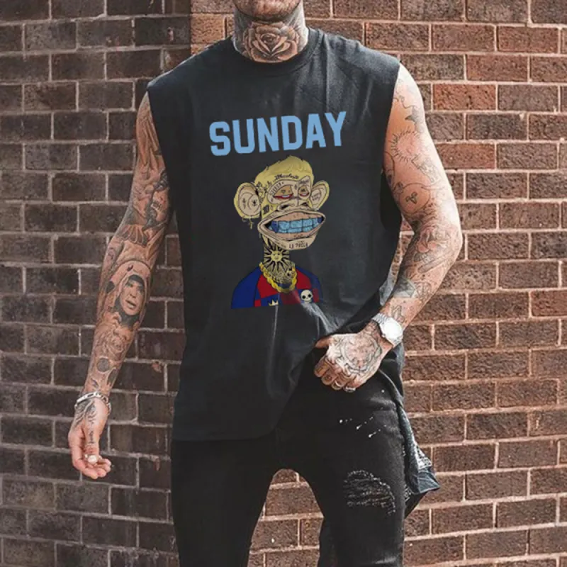 Sunday Alphabet Graphic Print Men's Tank Top sold by Shopnova