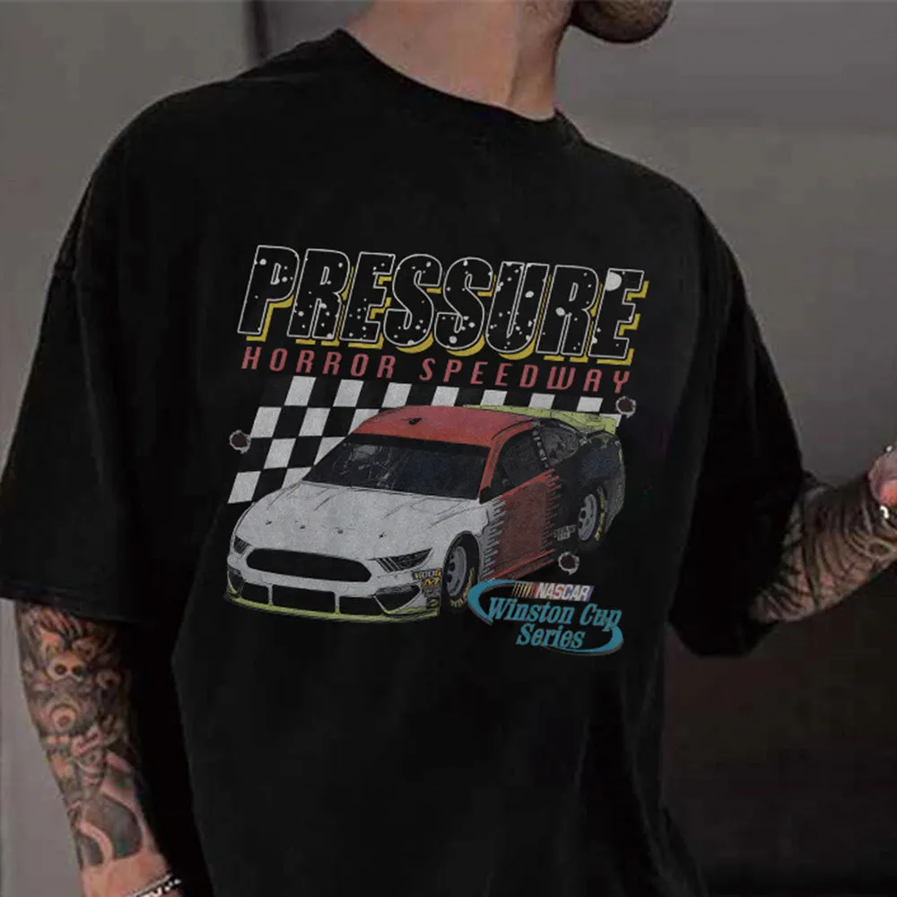 Racing Graphic Print Casual Loose Men's Short Sleeve T-Shirt sold by Shopnova product image thumbnail 2