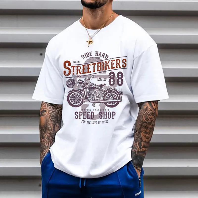 Moto Letter Graphic Trend Print Crew Neck Men's T-Shirt made by Shopnova