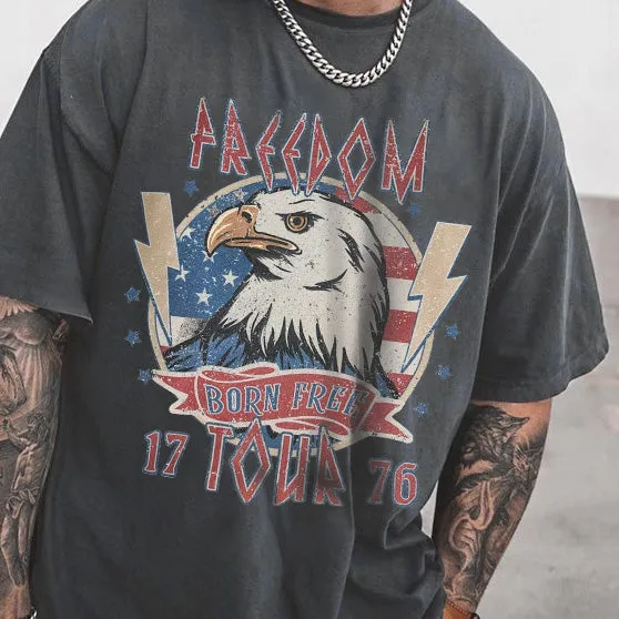 Eagle Alphabet Graphic Print Casual Loose Men's T-Shirt sold by Shopnova product image thumbnail 2