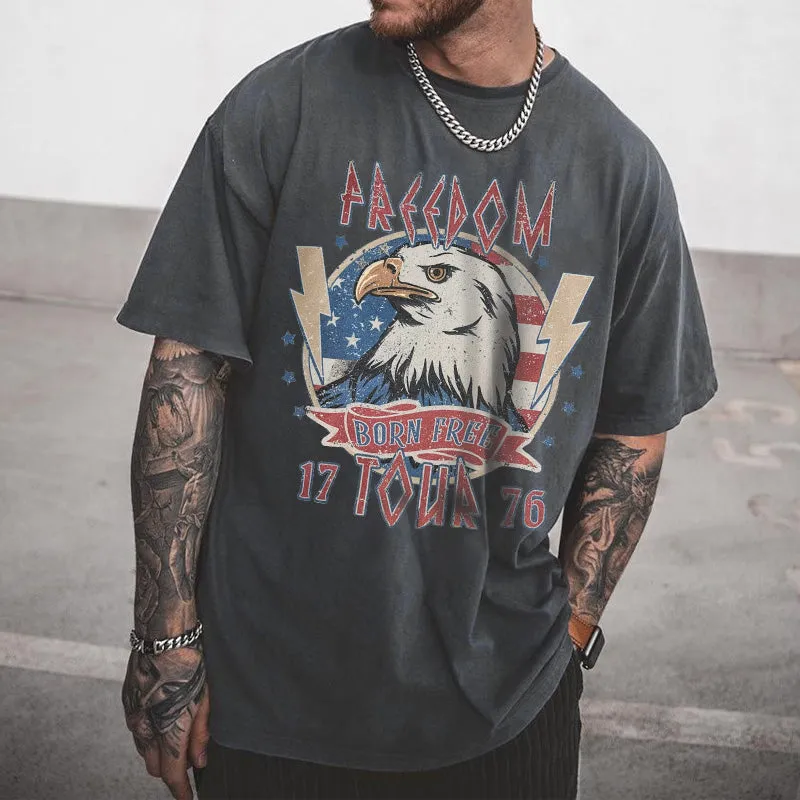 Eagle Alphabet Graphic Print Casual Loose Men's T-Shirt sold by Shopnova