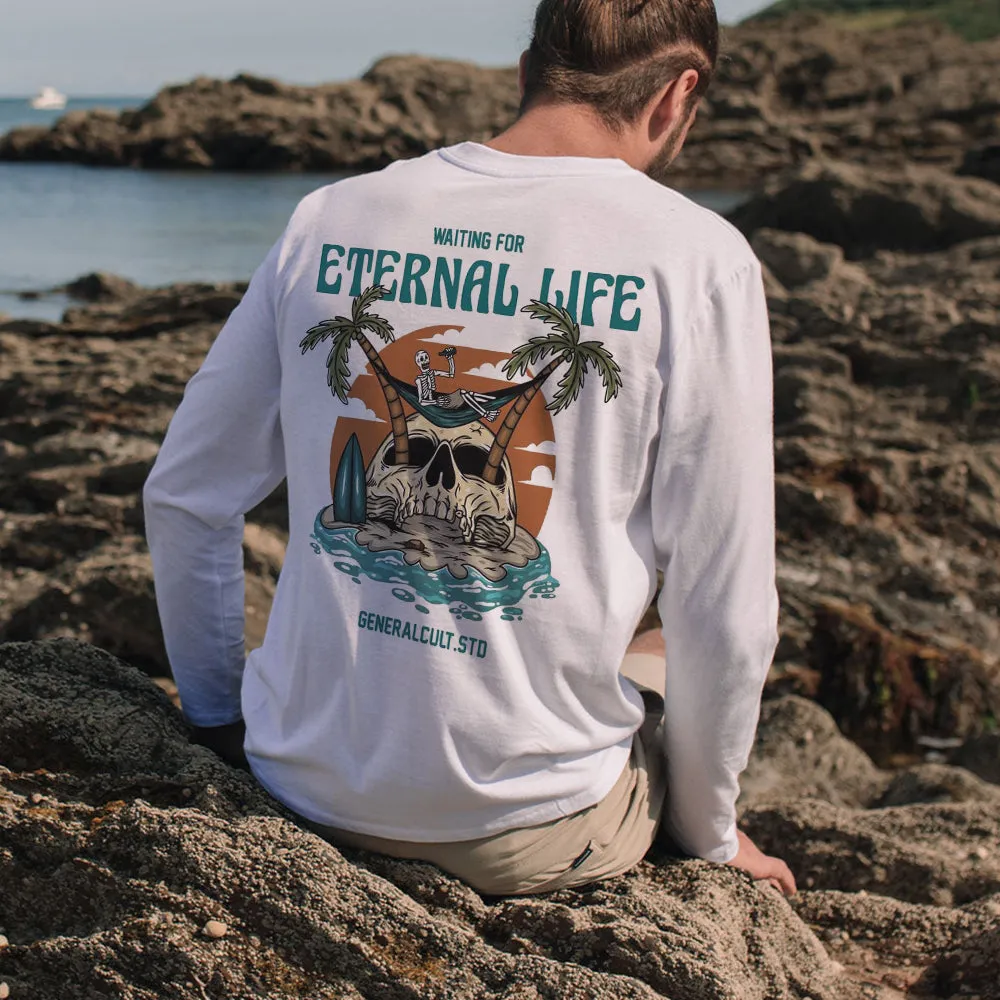 Waiting for Eternal Life Men's Casual Long Sleeve T-Shirts-B sold by Shopnova