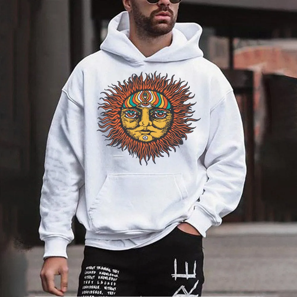 Loose Sun Graphic Print Casual Men's Sweatshirt sold by Shopnova
