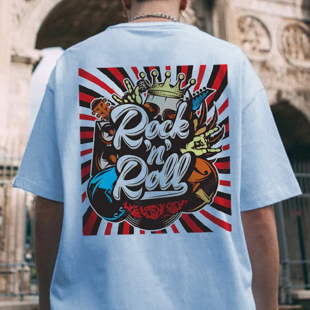 Rock In Roll Music Graphic Print Statement Casual Men's T-Shirt sold by Shopnova product image thumbnail 3