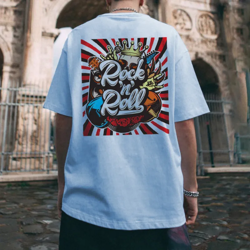 Rock In Roll Music Graphic Print Statement Casual Men's T-Shirt sold by Shopnova