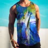 Easter Cross Blue Tie Dye Print Fashion Casual Vintage Tank Top sold by Shopnova