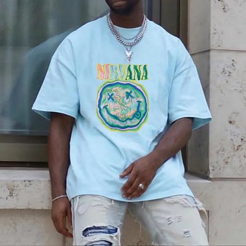 Smiley Alphabet Graphic Print Men's Short Sleeve T-Shirt sold by Shopnova