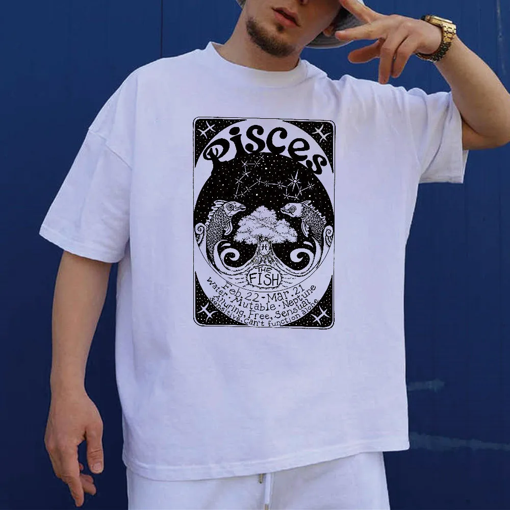 Pisces Graphic Print Casual Men's T-Shirt sold by Shopnova