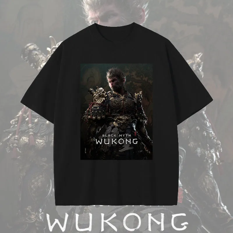 Men's Black Myth Wukong Loose Fit Cotton Tee made by Shopnova