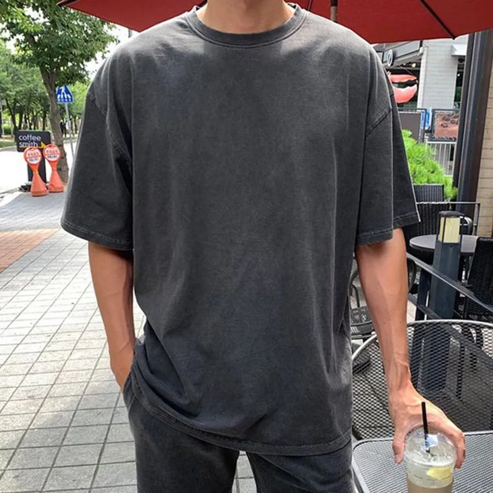 Plain Loose Casual Short Sleeve Men's T-Shirt sold by Shopnova product image thumbnail 2