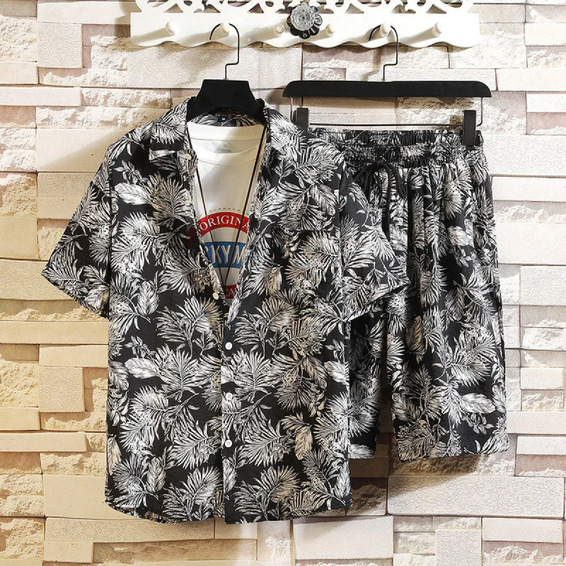Hawaiian Plant Print Resort Style Beach Suit sold by Shopnova
