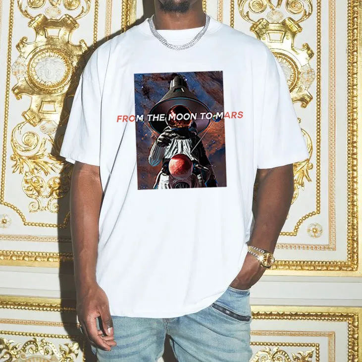 Space Graphic Print Loose Short Sleeve Men's T-Shirt sold by Shopnova