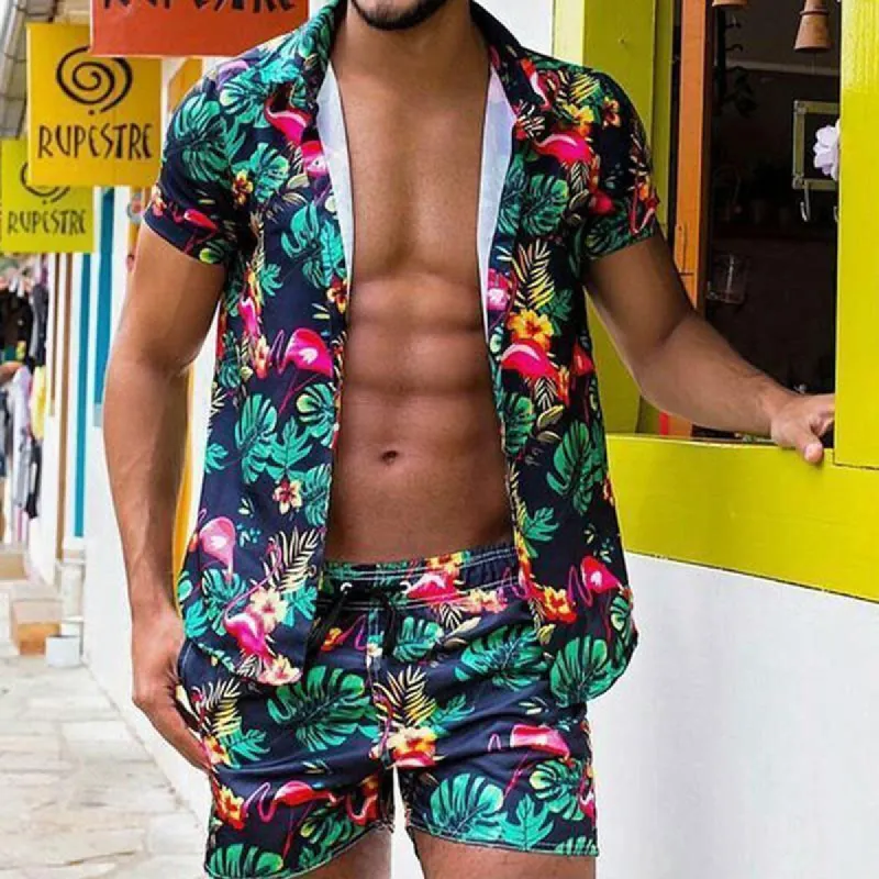 Trendy Street Animal Plant Size Shirt Shorts Casual Vacation Hawaii Two-Piece Set sold by Shopnova