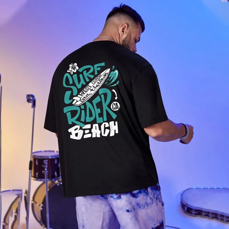 Surf Rider Letter Print Men's Oversize T-shirt sold by Shopnova product image thumbnail 2