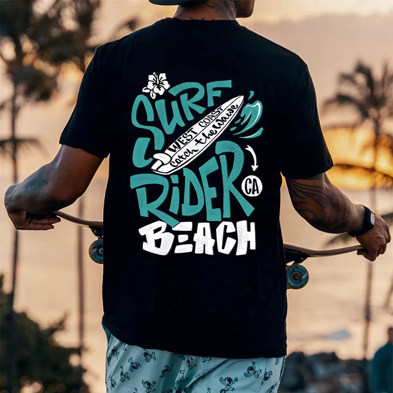 Surf Rider Letter Print Men's Oversize T-shirt sold by Shopnova