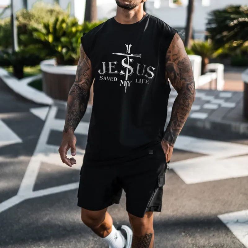 Jesus Save My Life Men's Streetwear Tank Top sold by Shopnova