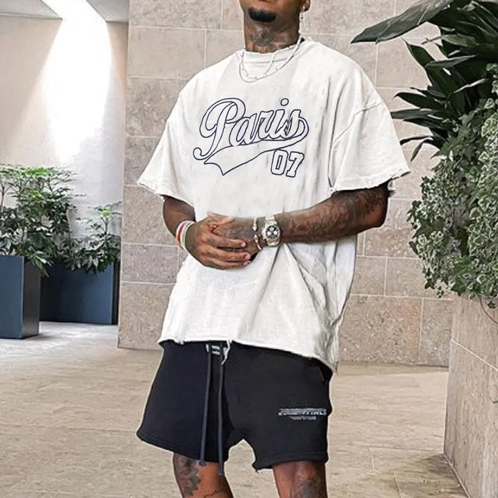 Letter Graphic Print Loose Men's Short Sleeve T-Shirt sold by Shopnova product image thumbnail 2