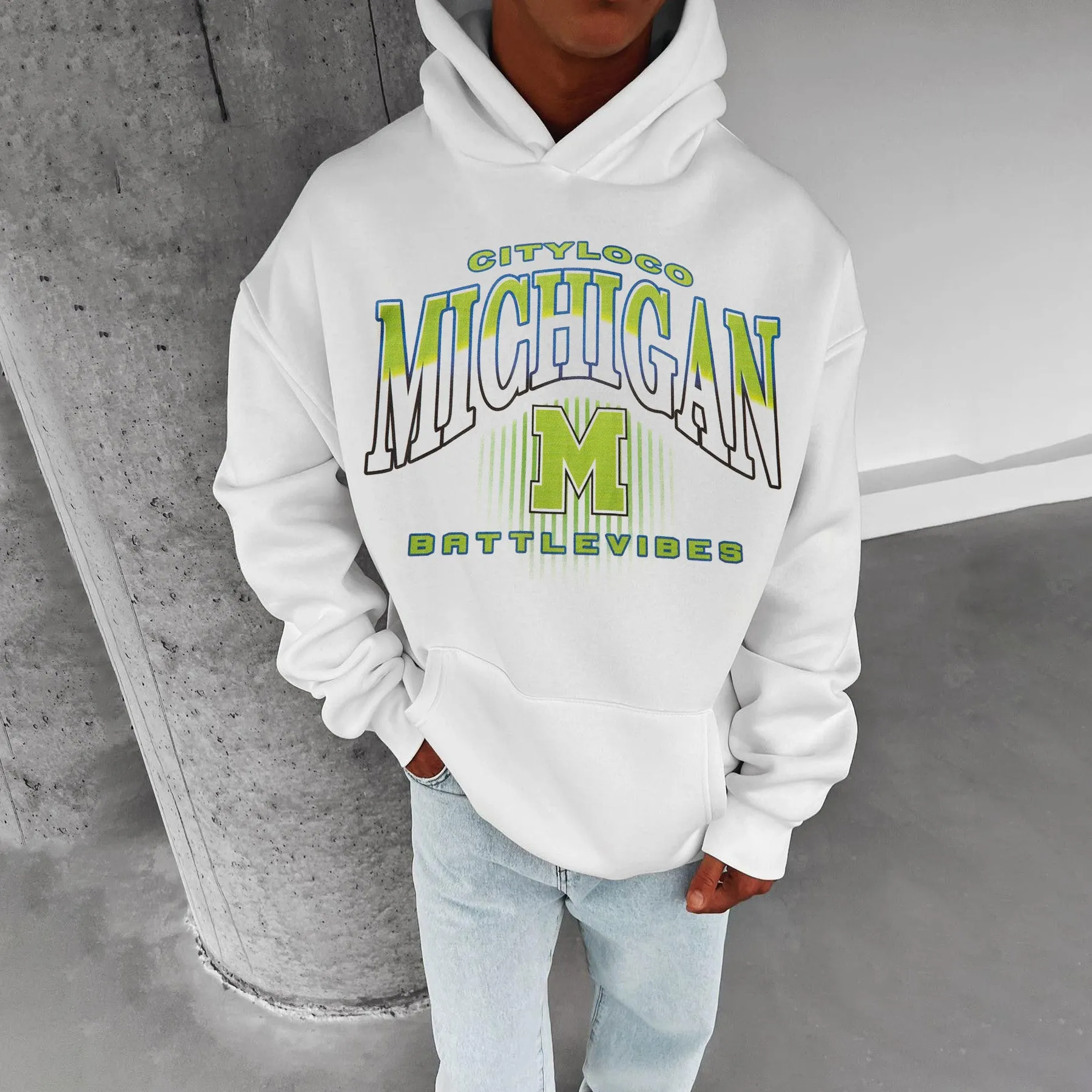 Michigan City Name Men's Oversized Hoodies sold by Shopnova product image thumbnail 2