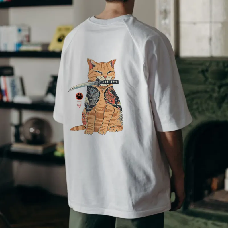 Cat with Knife Men's Cotton T-shirt 230g sold by Shopnova