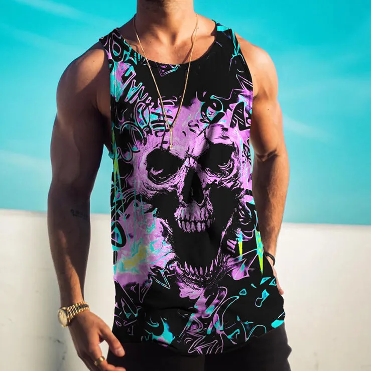 Street Trend Skull Print Casual Tank Top sold by Shopnova product image thumbnail 2