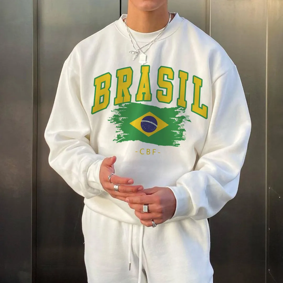 Brasil Soccer Men's Crew Neck Sweatshirt sold by Shopnova