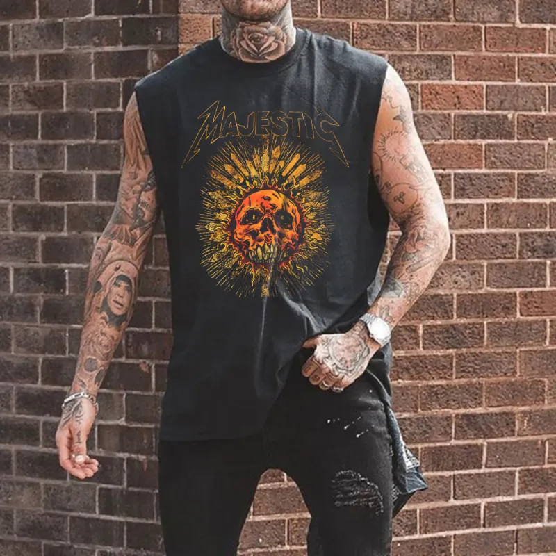 Alphabet Skull Graphic Print Casual Men's Tank Top made by Shopnova
