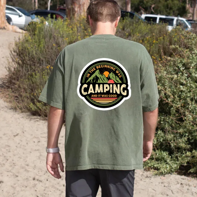 Camping Men's Casual T-shirt Army Green sold by Shopnova