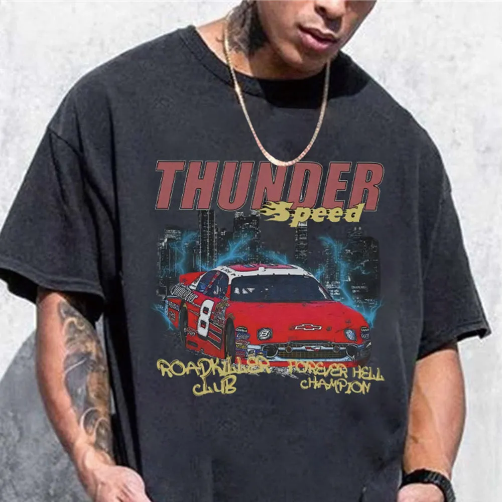 Racing Graphic Print Casual Loose Men's Short Sleeve T-Shirt sold by Shopnova product image thumbnail 2