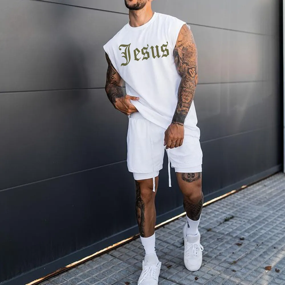 Jesus Men's Casual Stylish Tank Top sold by Shopnova product image thumbnail 2