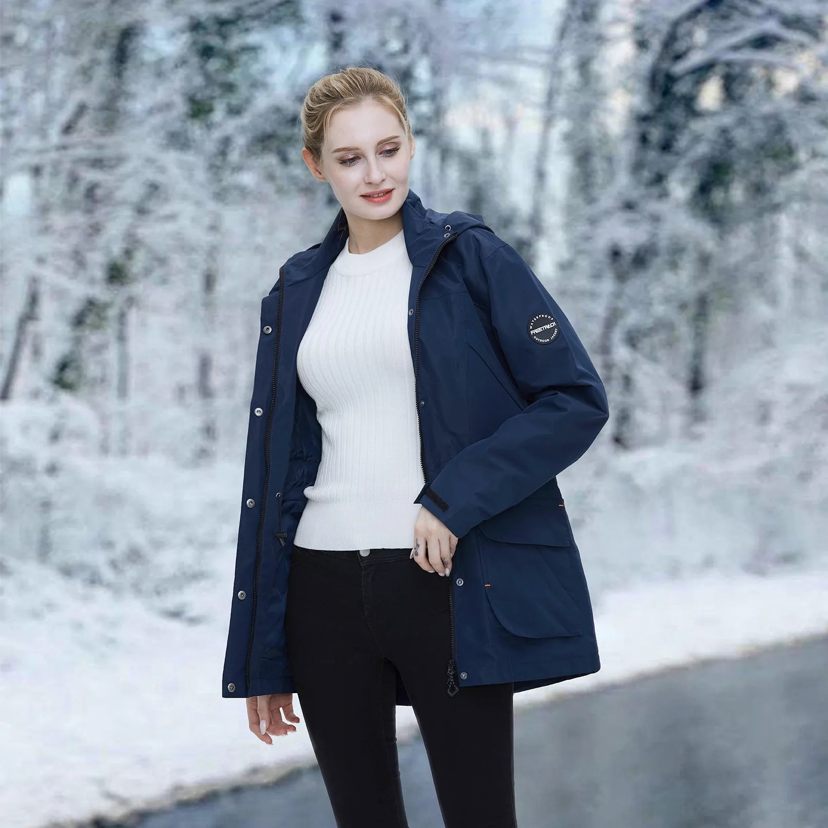 Freetrack Women's Waterproof Cycling Rain Hooded Jacket Running/Hiking/Golf Windbreaker Jacket sold by Shopnova product image thumbnail 3