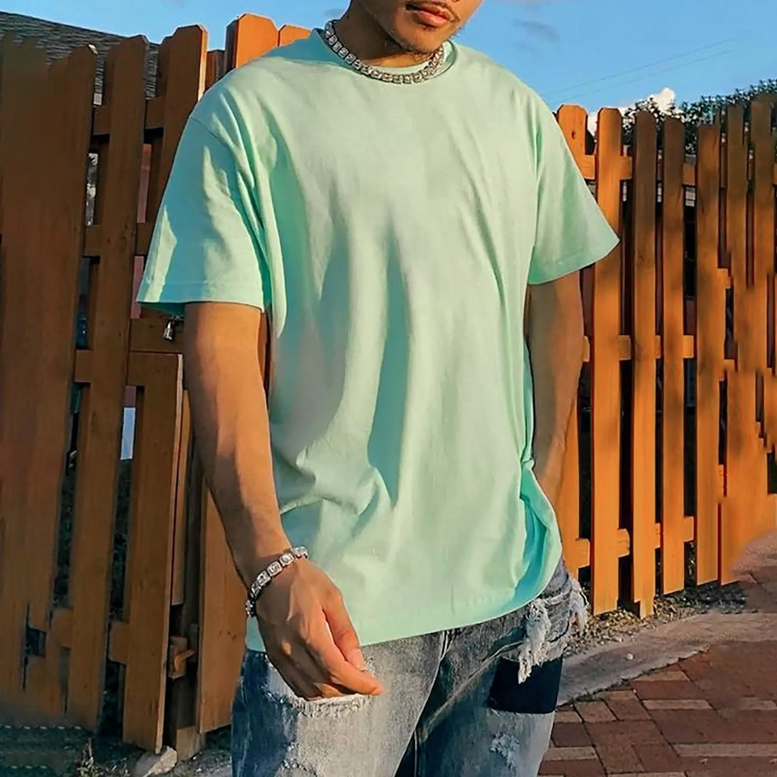 Casual Short Sleeve Plain Loose Men's T-Shirt sold by Shopnova