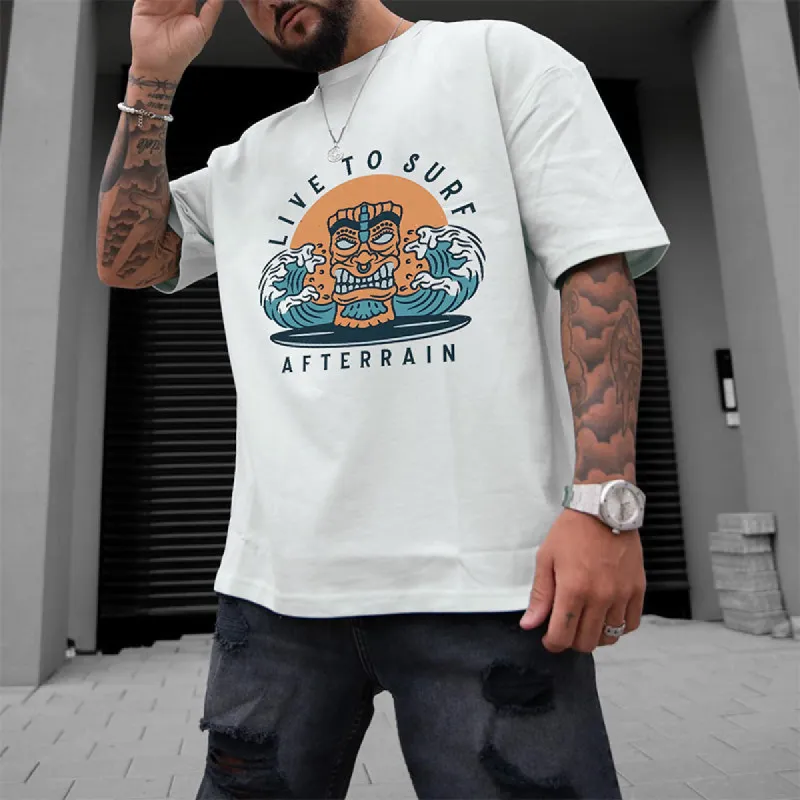 Tiki Surf Ocean Wave Men's Printed Tee sold by Shopnova