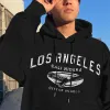 Los Angeles Graphic Print Men's Fleece Hoodie Black 320g sold by Shopnova