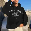 Los Angeles Graphic Print Men's Fleece Hoodie Black 320g sold by Shopnova