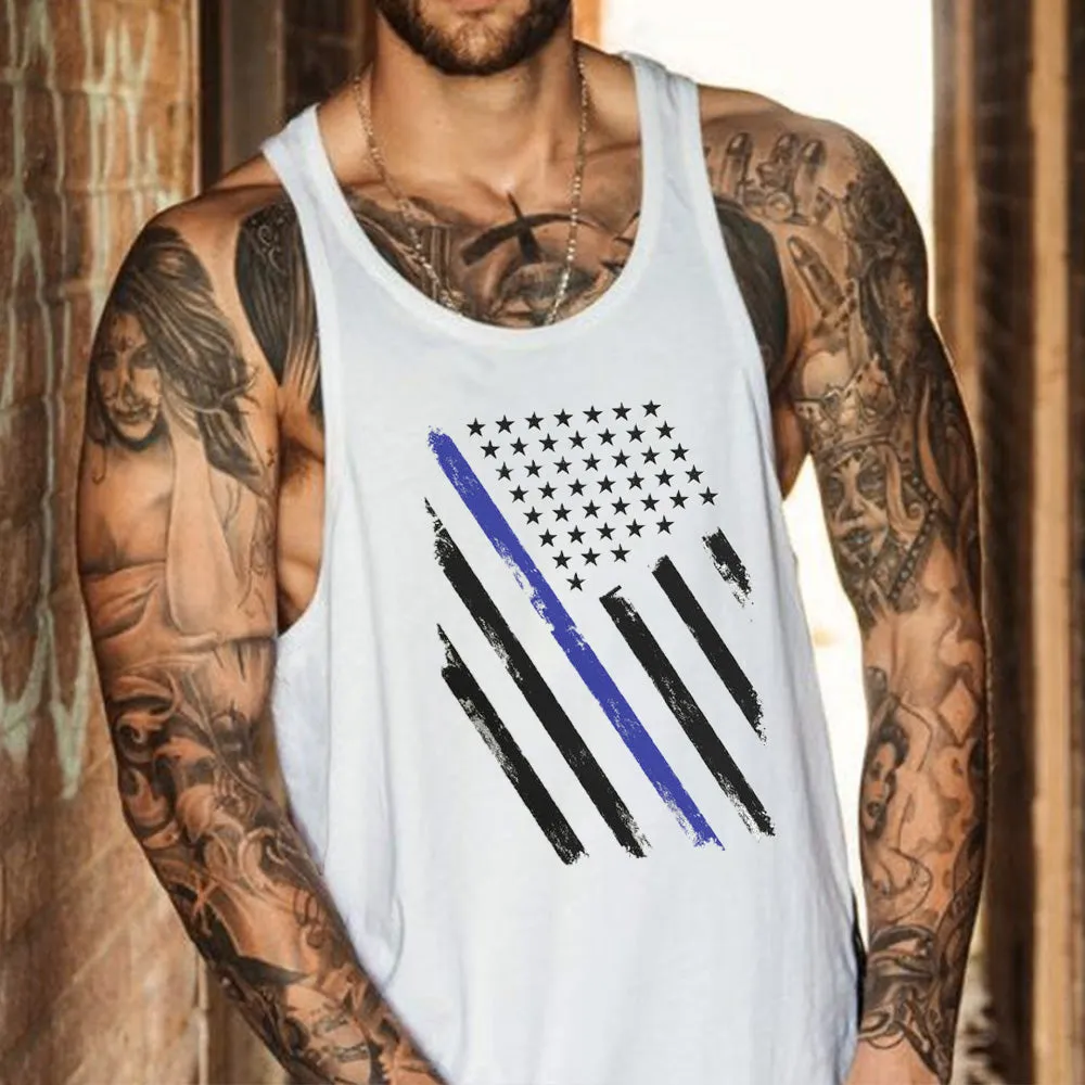 Men's Vintage American Flag Casual Tank Tops-A sold by Shopnova product image thumbnail 2