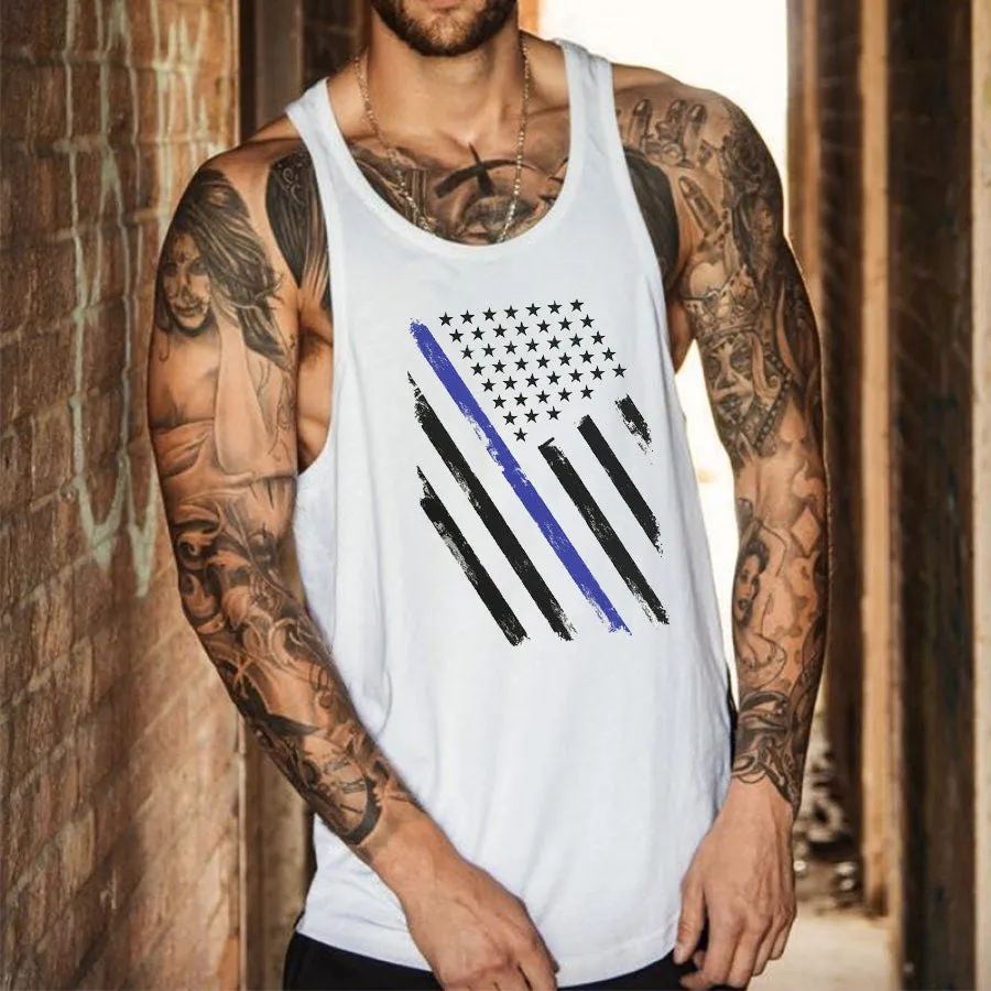 Men's Vintage American Flag Casual Tank Tops-A sold by Shopnova