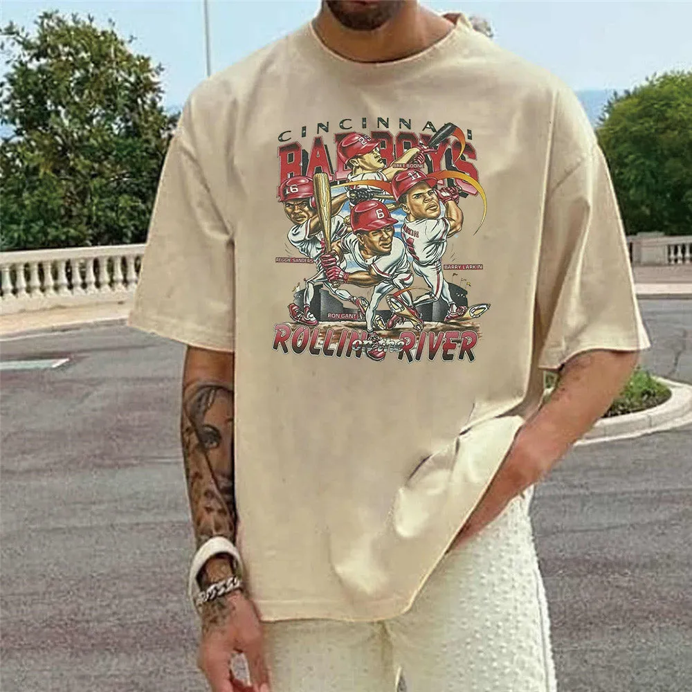 Alphabet Graphic Print Casual Short Sleeve Men's T-Shirt sold by Shopnova