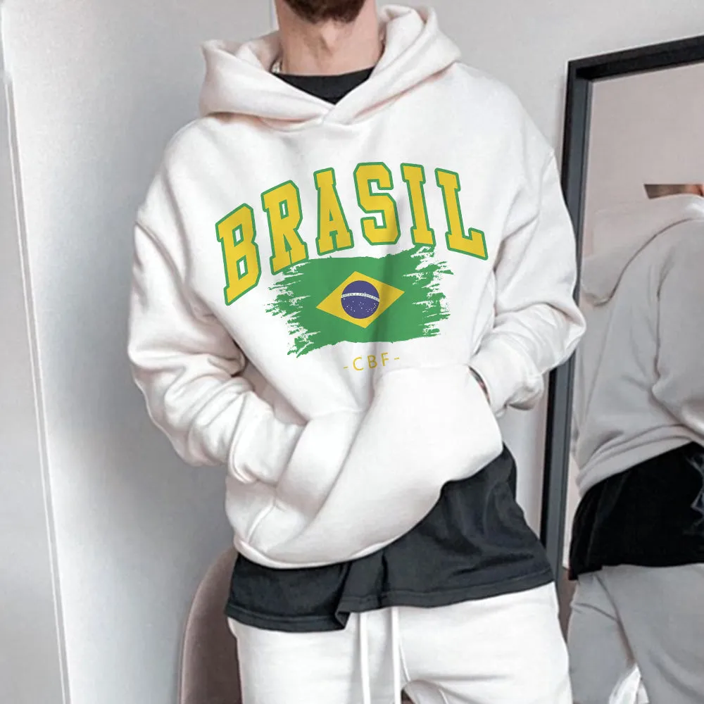 Brasil Soccer Men's Fleece Hoodie 320g sold by Shopnova