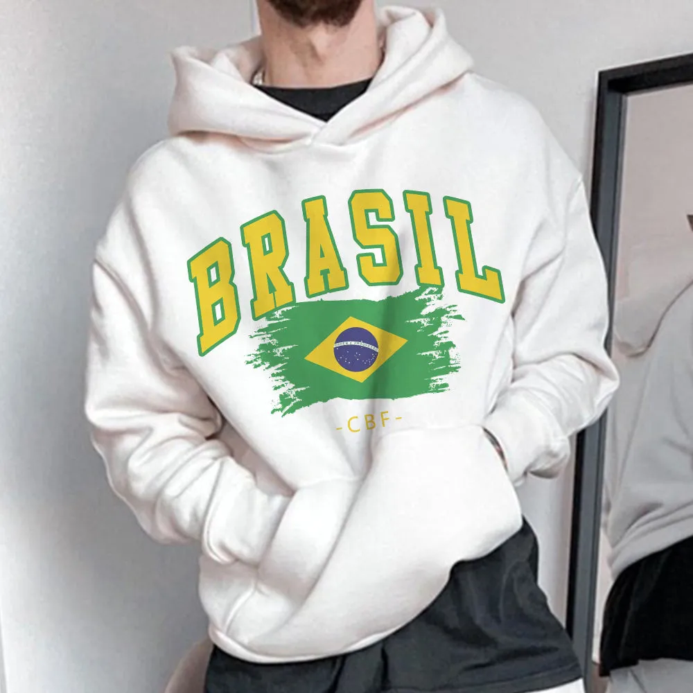 Brasil Soccer Men's Fleece Hoodie 320g sold by Shopnova product image thumbnail 2