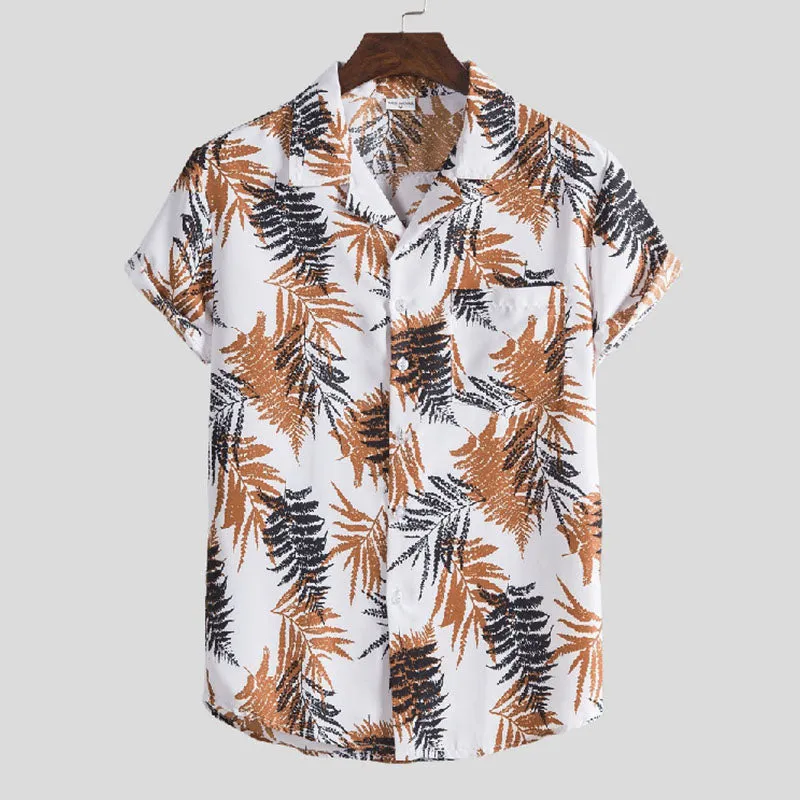 Cotton And Linen Printed Pocket Button-down Shirt sold by Shopnova