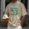 Dinosaur Surfing Graphic Print Men's Cotton T-shirt sold by Shopnova