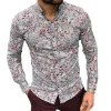 Men's Cotton Linen Print Loose Long Sleeve Casual Shirt sold by Shopnova