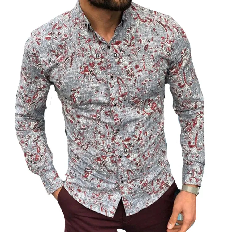 Men's Cotton Linen Print Loose Long Sleeve Casual Shirt sold by Shopnova product image thumbnail 3