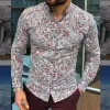 Men's Cotton Linen Print Loose Long Sleeve Casual Shirt sold by Shopnova