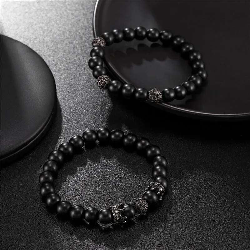 Black Frosted Bracelet Micro Set Zircon Crown Diamond Ball Two Piece Bracelet sold by Shopnova product image thumbnail 2