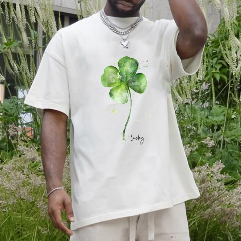 Watercolor Clover Men's Lucky Charm T-shirt sold by Shopnova