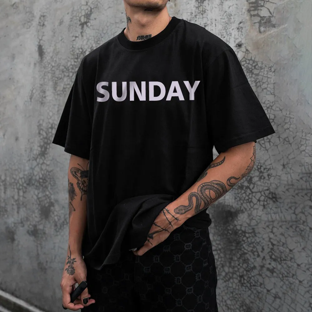 Sunday Letters Print Loose Men's T-Shirt sold by Shopnova