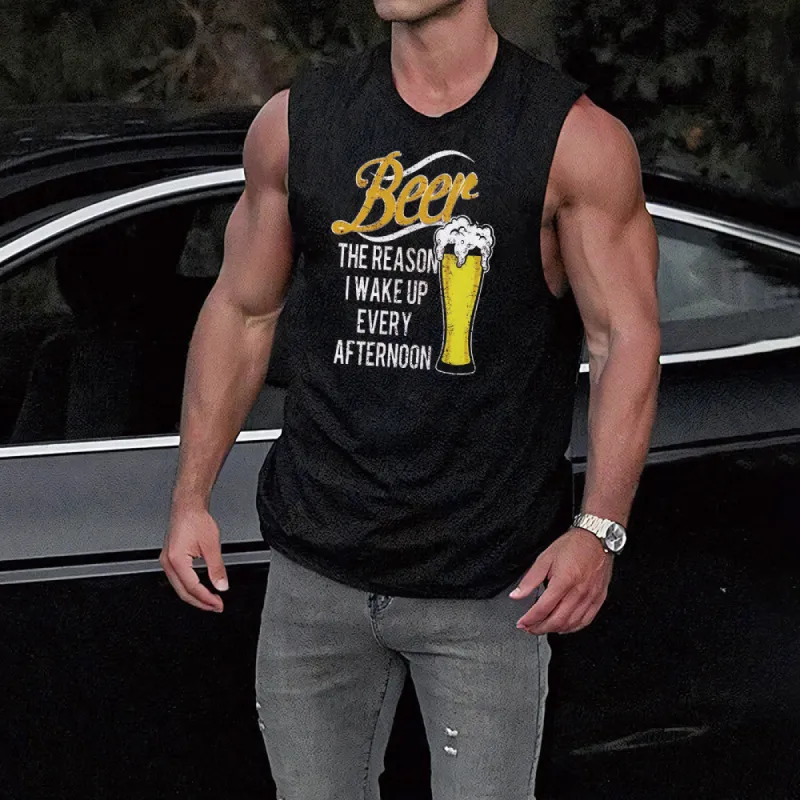 Beer Personality Graphic Print Loose Men's Tank Top sold by Shopnova