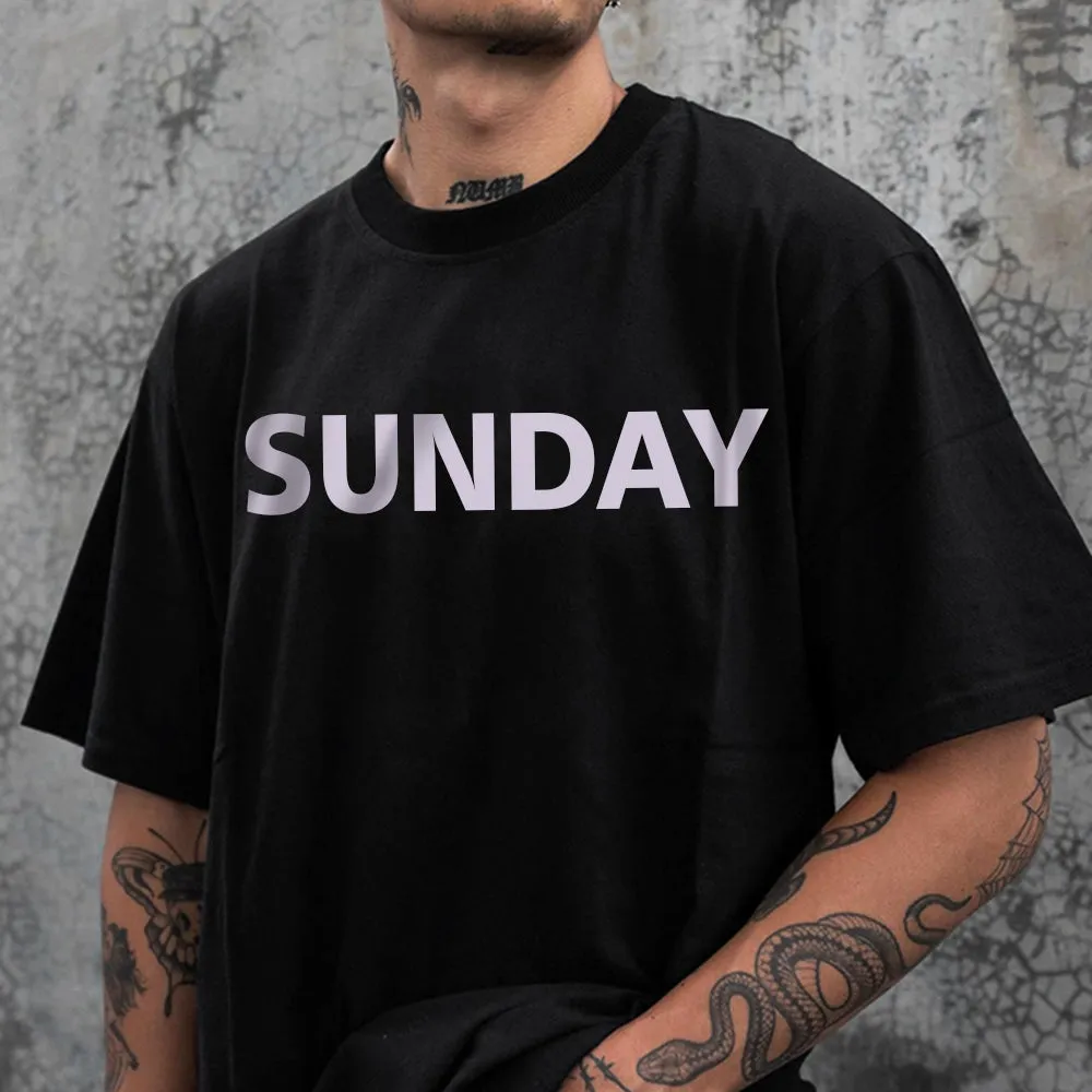 Sunday Letters Print Loose Men's T-Shirt sold by Shopnova product image thumbnail 2