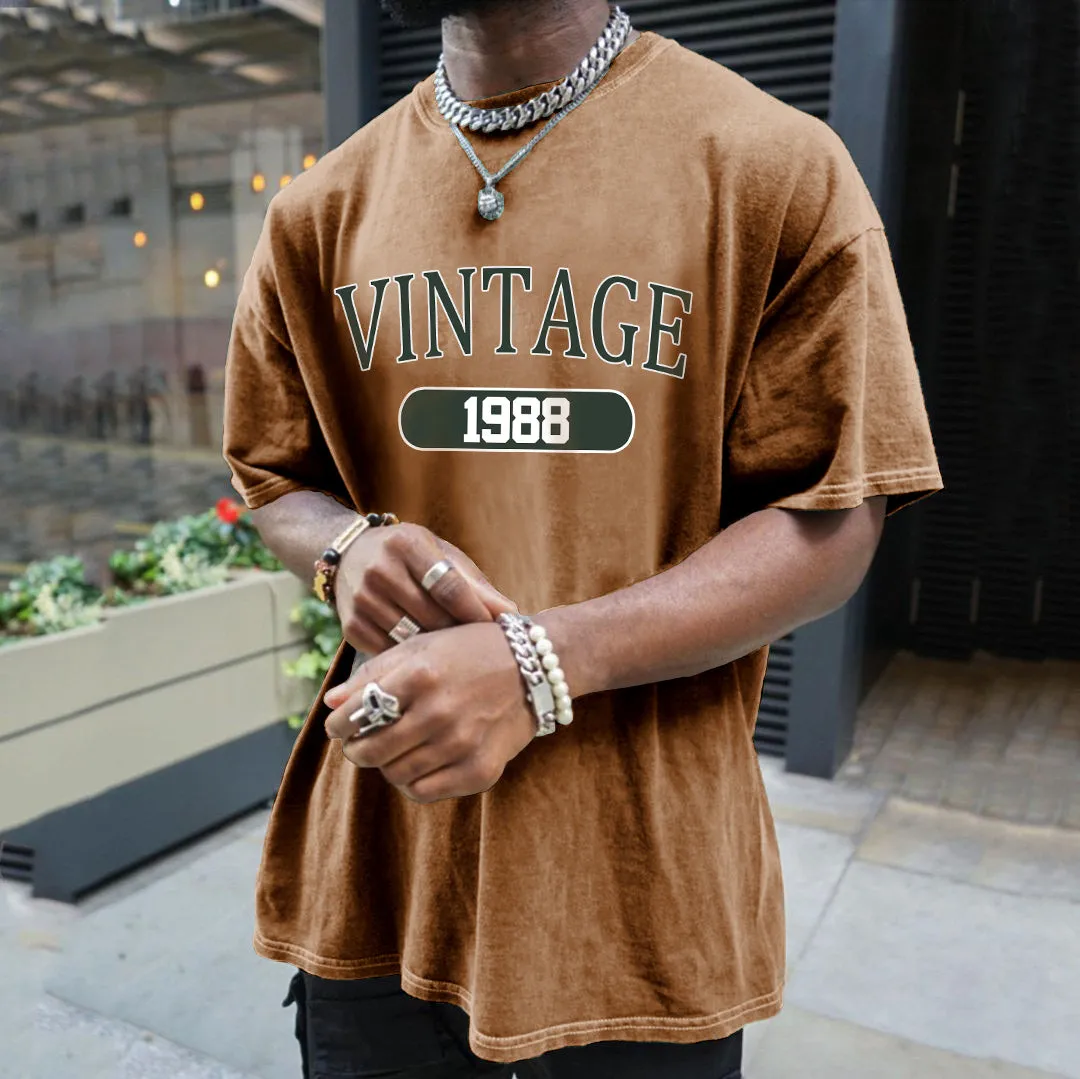 Alphabet Graphic Print Men's Short Sleeve T-Shirt sold by Shopnova